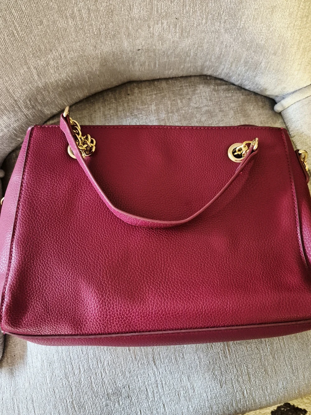 Bebe 'Oliver Burgandy Faux Leather Gold Studded Satchel Shoulder/Crossbody Bag